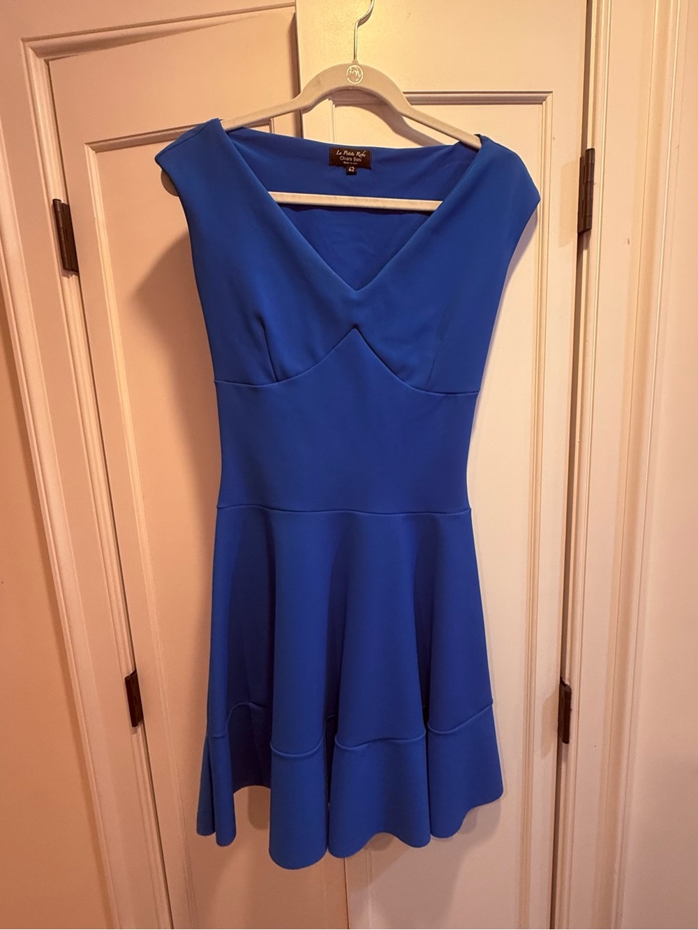 Chiara Boni Cobalt V-Neck Fit & Flare Mini Dress